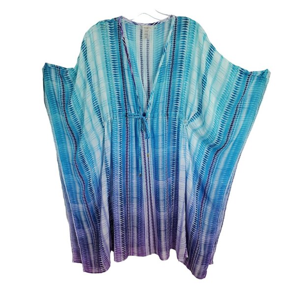 Bleu Rod Beattie Size S M Tunic Sheer Beach Swimwear Cover Up Ombre Blue Purple - Picture 5 of 10